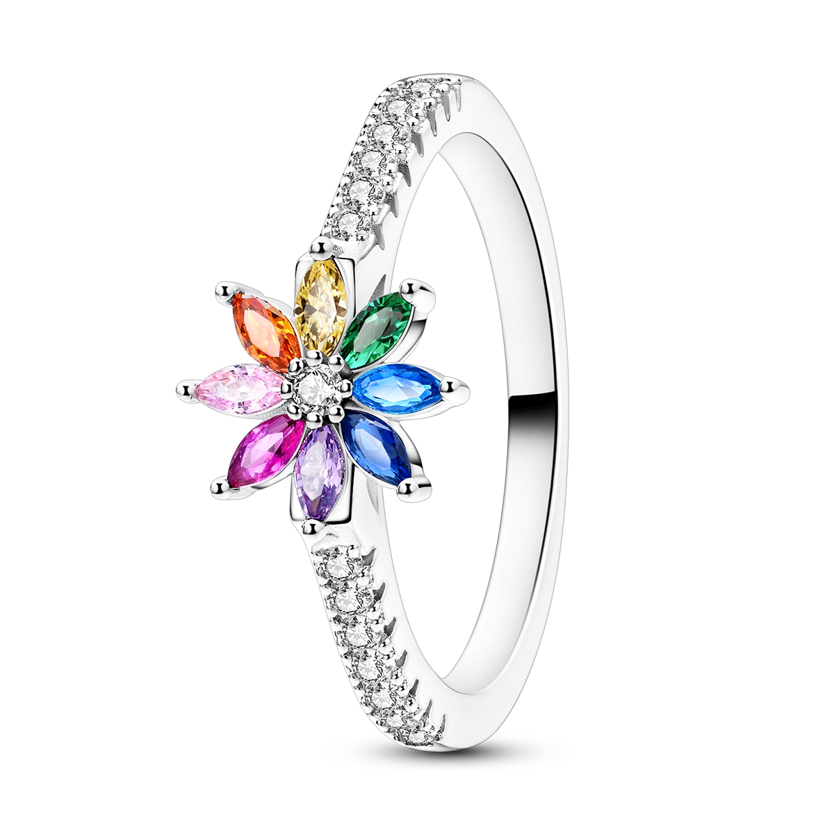 Plant Parent Gifts - 925 Sterling Silver Rainbow Flower Ring
