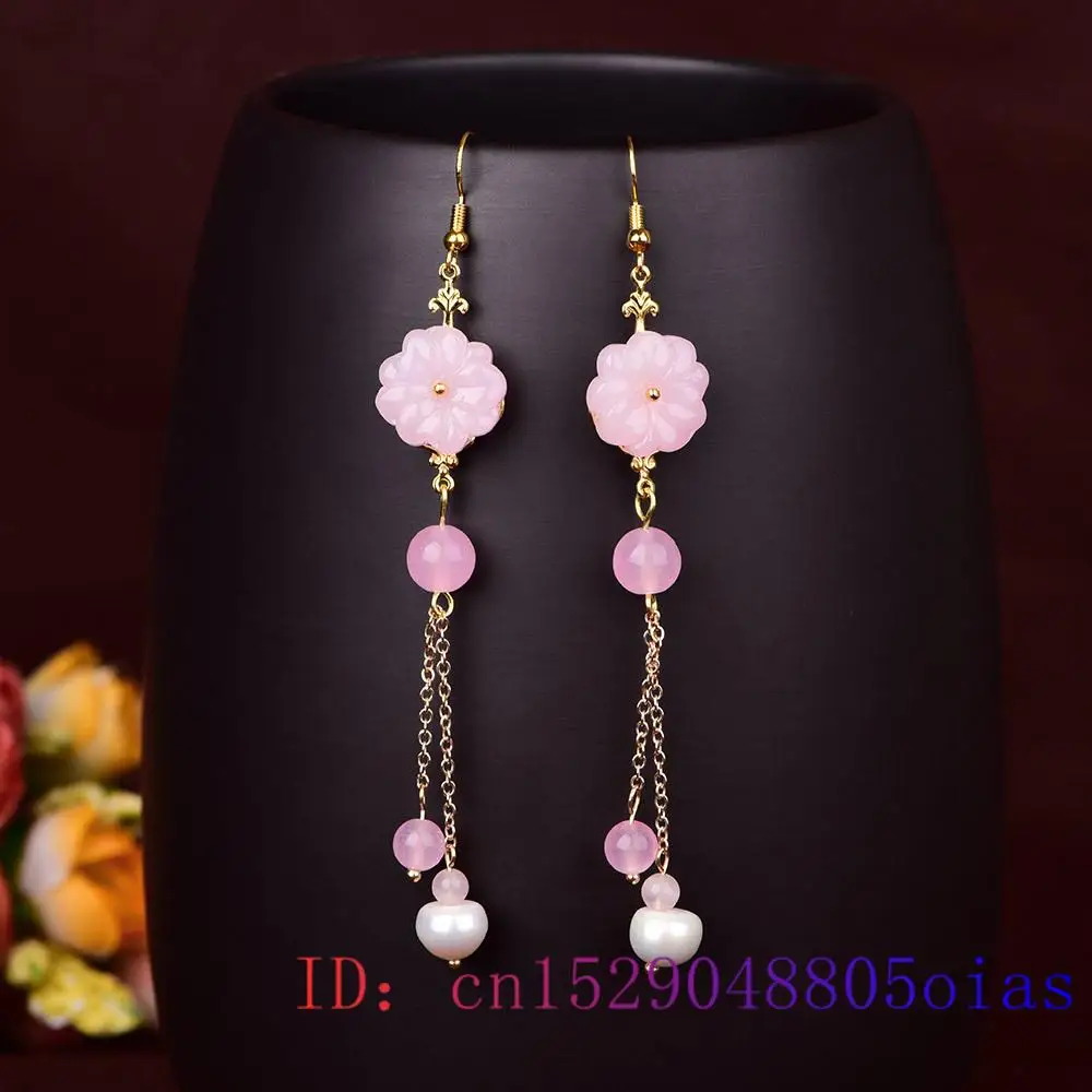 Pink Jade Flower Earrings Chal - Plant Parent Gifts 评论和价格