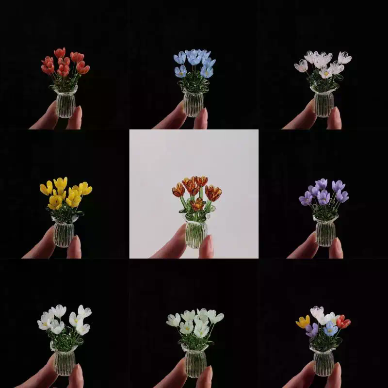 Realistic Glass Flowers 6/7Pcs - Plant Parent Gifts 评论和价格